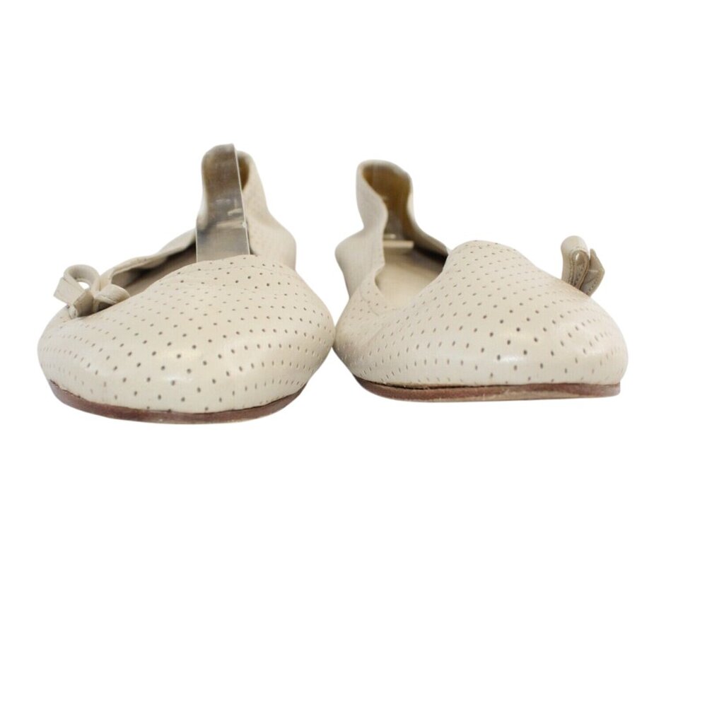 Kimel Design Studio Womens 8.5M Beige Leather Small Dot Pattern Bow Ballet Flats - Picture 6 of 10